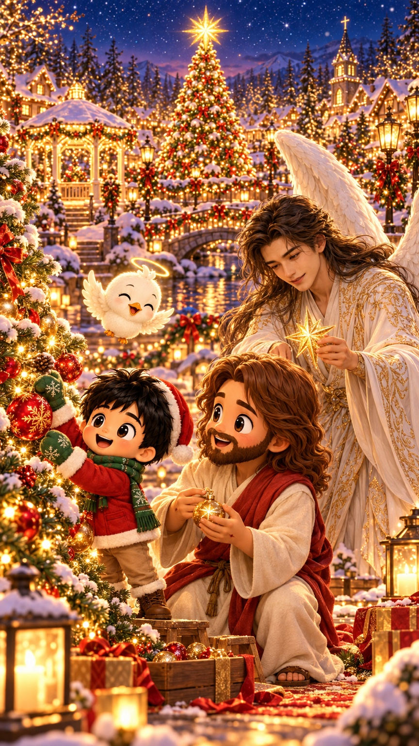 Christmas Village Square in the illustrated Christmas Garden
