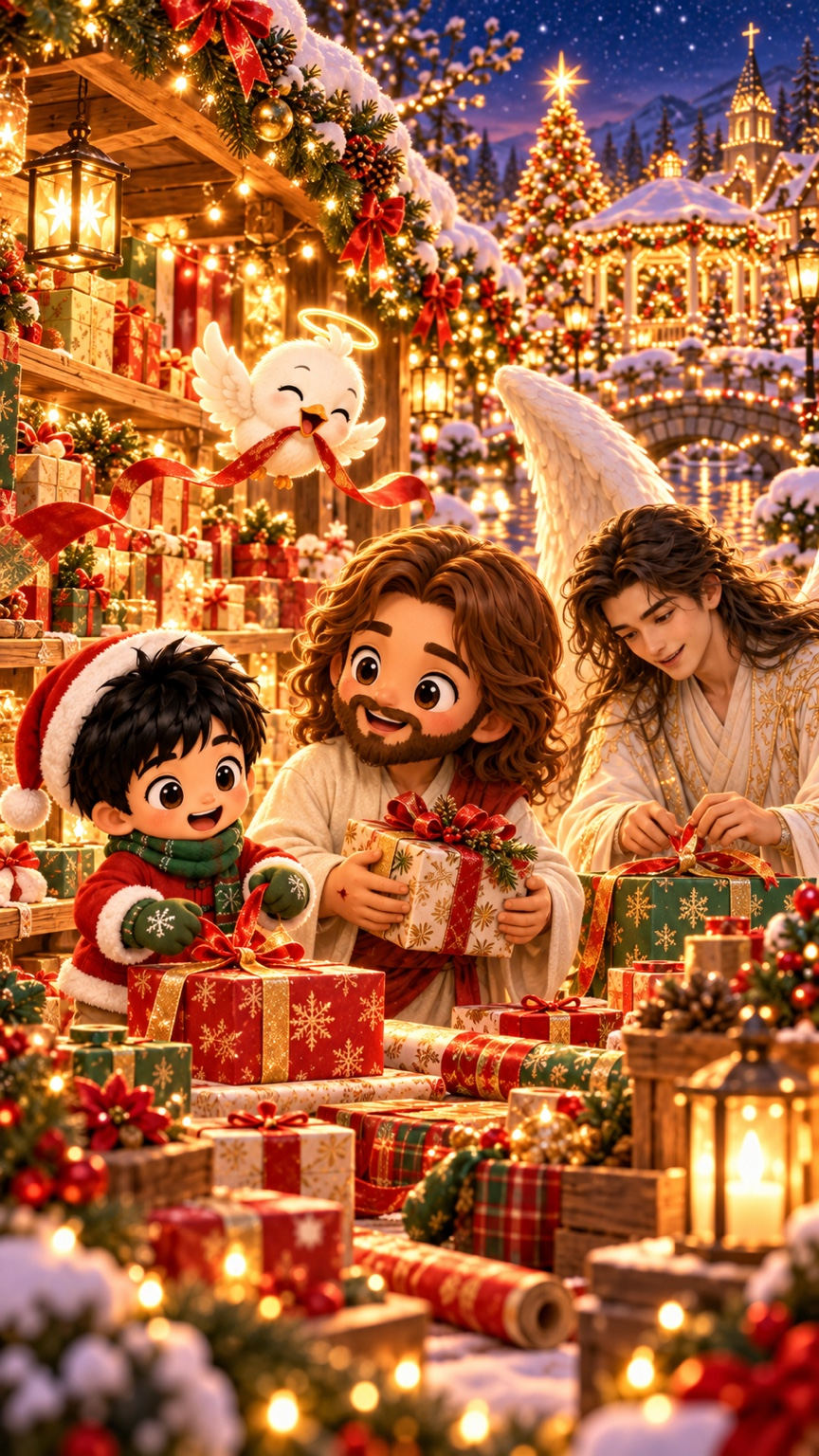 Christmas Gift Corner in the illustrated Christmas Garden